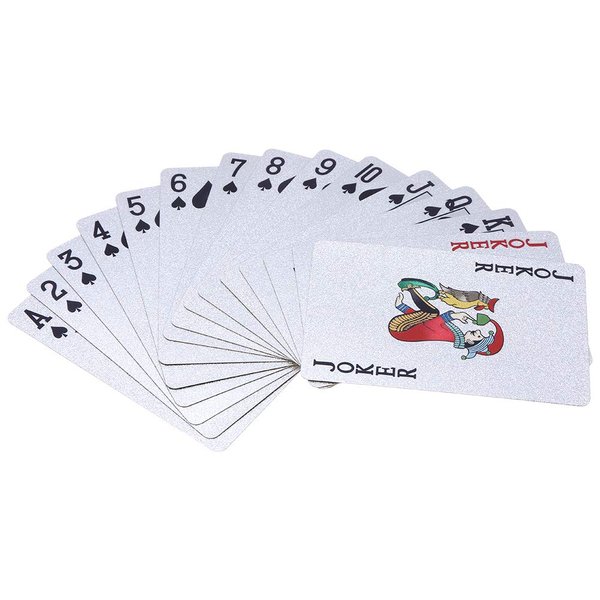 EAY Playing Cards Waterproof Plastic Playing Cards Poker Cards Luxury Sliver Foil Diamond Color Standard Size 52+2 Poker (Sliver) …