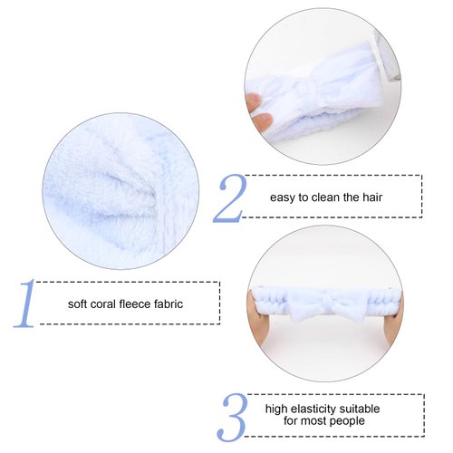 Semato Bachelorette Party Favor Set Bride Spa Headband Bride Headband and Bridesmaid Headband Skincare Headbands for Women Cute Bow Head Bands Party Supplies (1 bride+ 7 blue)