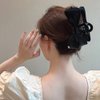 4 PACK Bow Claw Clip, Silky Satin Hair Bow Clips Black Hair Bow Hair Clips, Non-Slip Hair Styling Accessories for Thin Thick Curly Hair
