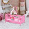 TOYANDONA Dollhouse Crib 2pcs Mini Doll, Miniature Doll Beds with Mobile for Mini House Furniture Set Miniature Dollhouse Furniture Accessories Model Decoration