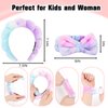 CAVETEE 6 Pack Spa Headband for Washing Face, Makeup Headband for Washing Face, Cute Puffy Bubble Headband Bow Tie Spa Headband with Washing Face Wristband Set for Women Girl