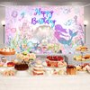 Avezano Mermaid Happy Birthday Backdrop Under The Sea Birthday Party Decorations Little Mermaid Bday Backdrop for Girls Birthday Mermaid Theme Birthday Party Decor 70.8 x 43.3 Inch