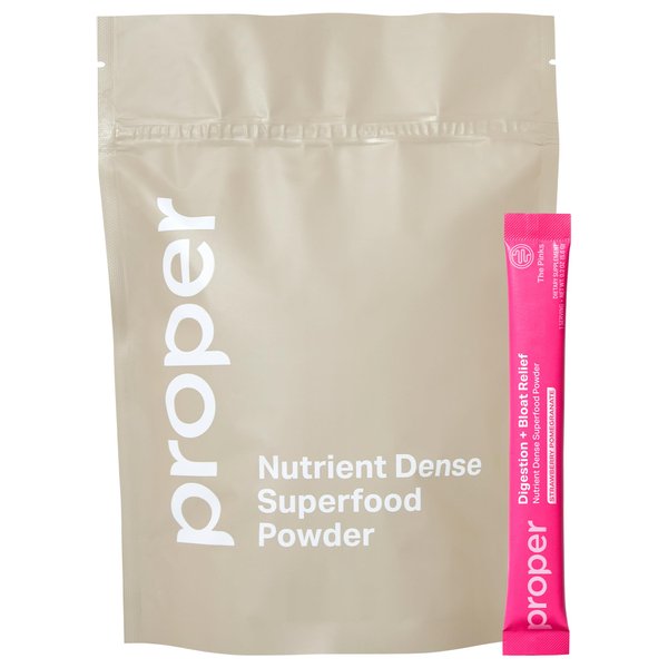 Proper, The Pinks Digestion and Bloat Relief. Drink Mix with Gut Health Probiotics, Prebiotics, Beet Root & Enzymes for Digestive Support. Bloating and Microbiome Supplement for Women and Men