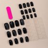 Short Press on Nails - Diowino Black Eye Cat Fake Nails 24pcs Dark Black Flash Glitter Short Acrylic Nails Glossy Solid with Glitter Designs False Nails Glue on Nails for Women Girls