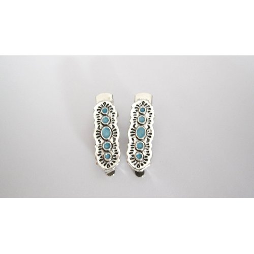Two small blue and silver metal alligator hair clip fine thin hair