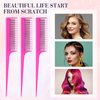 Leinuosen 3 Piece Triple Teasing Comb Rat Tail Comb Tool and Structure Tease Layers Rattail Comb for Women Back Combing Root Teasing Adding Volume Evening Styling (Pink)