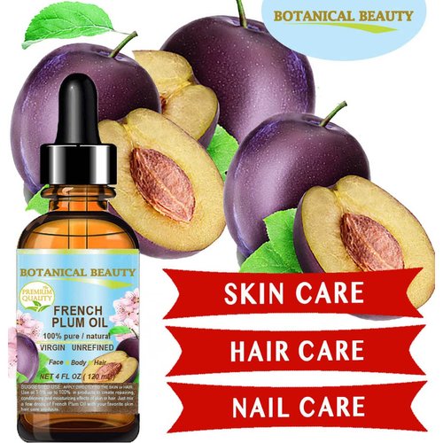 PLUM OIL French. 100% Pure Natural Virgin Unrefined Undiluted Cold Pressed Carrier Oil. For Face, Skin, Hair, Body, Lips, Nails (4 Fl.oz - 120 ml.) by Botanical Beauty