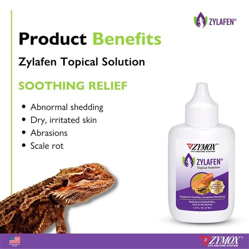 Zymox Zylafen Topical Solution for Reptiles, 1.25 oz. – Supports Healthy, Complete Shedding for Lizards, Snakes, Turtles & Frogs – Soothes Irritated Skin: Abrasions, Wounds, & Abnormal Shedding