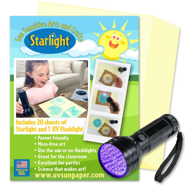 Starlight Standard Instant Cyanotype Kit – UV Sun Sensitive Sunprint Paper Art for Kids, Print Solar Photosensitive Prints Crafts Kits, Suns Light Reactive Printing Nature Photo Photography Set