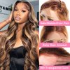 Atilck 360 Lace Front Wigs Human Hair Full Lace Human hair Wigs Ombre Lace Front Wigs Human Hair 180 Density 4/27 Colored Honey Blonde 360 HD Transparent Wigs for Black Women (22 Inch)