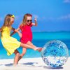 Civaner 6 Pieces Inflatable Beach Ball Glitter Christmas Swimming Pool Balls 24 Inches Christmas Outdoor Decor Ball Ornaments Floatable Confetti Ball for Beach Party Xmas Party Favor(Blue)