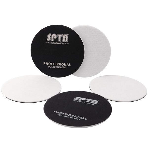 Glass Polishing Pad, SPTA 5 Pcs 5''(125mm)Car Glass Polishing Discs Microfiber Polishing Buffing Pad, Glass Scratch Removal Kit for Correct Damaged Window Cleaning Glass, Removing Stubborn Waterspots