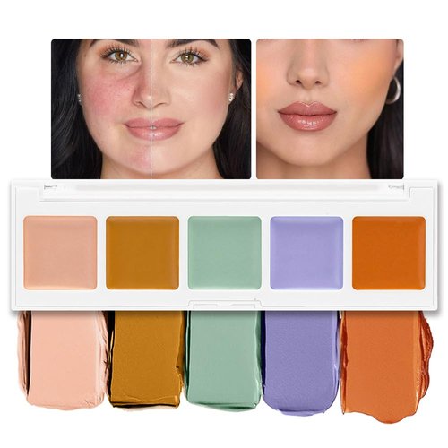 5 Colors Magic Touch Correcting Concealer Palette for Acne Marks, Spots, Tear Troughs, Dark Circles,Lightweight, Long-lasting, Waterproof (02#, 1 Count)