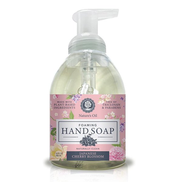 Nature's Oil Foaming Hand Soap, Japanese Cherry Blossom, 10 Fluid Ounces (Single Unit)