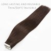 Lacer Hair 18 Inch Human Hair Extensions Tape in Hair Natural Black Balayage PU Skin Weft 100% Real Virgin Human Hair Color #2 Darkest Brown Double Side 50g 20pcs/set