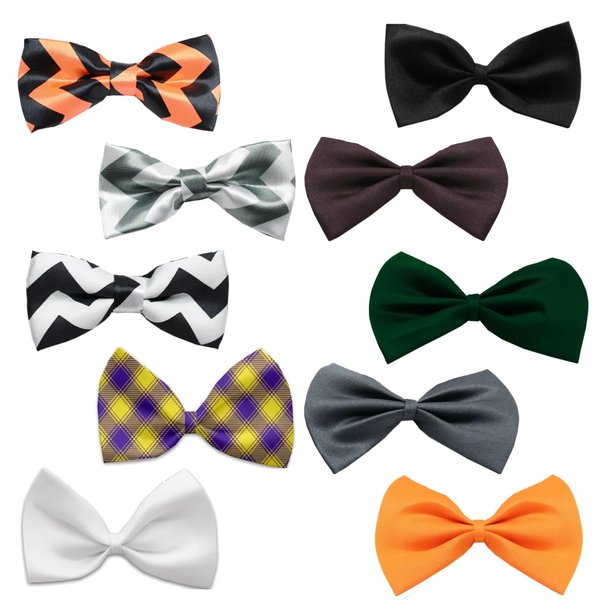 Pet, Dog and Cat Bow Ties, Fall Chevrons, Plaid & Solid Colors Group" *Available in 10 different options!* Elastic Band Black Chevron
