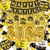 Yoidsan New Years Eve Party Supplies 2025 Happy New Year Decorations, 66Pcs New Years Kit with New Year Banner, Fringe Curtains, Foil Balloons, Happy New Year Hanging Swirls for Happy NYE