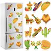 RUMIA 12 Pcs Mexican Fiesta Refrigerator Magnets Mexican Fiesta Cinco De Mayo Party Supplies Fridge Magnet Sticker for Mexican Theme Taco Party Favor for Car Whiteboard Mailbox Dishwasher Decorations