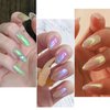 6 Jars Mermaid Chrome Nail Powder, Aurora Nail Powder Iridescent Pearl Nail Art Powder Metallic Mirror Effect Pigment Glitter Dust Kit Nail Art Supplies for Gel Polish Nail Decorations