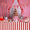 Carnival Circus Party Supplies, Red and White Strips Party Decorations, Includes Napkins, Cups, Plates, Knives, Forks, Spoons, Carnival Tablecloth, Flag, for Birthday, Carnival, Baby Shower,
