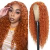 Orange Curly Wig for Women 26 Inch Long Curly Wigs Synthetic Ginger Orange Middle Part Curly Wigs for Women Daily Party Cosplay Use