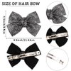 AHONEY 1Pack Black Hair Bow Rhinestone Hair Bows Clips for Women, Hair Bling Glitter Hair Clips Sparkly Rhinestone Barrettes for Women Girls Holiday Hair Accessories Christmas Gift