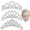 ANBALA Small Tiara Crown with Hair Comb, 3 Pack Mini Tiara Crown Princess Crystal Shiny Hair Accessories for 2 3 4 5 6 7 8 9 Years Girls Hair Dectoration Styling Cute Hair Accessories (3 Styles)