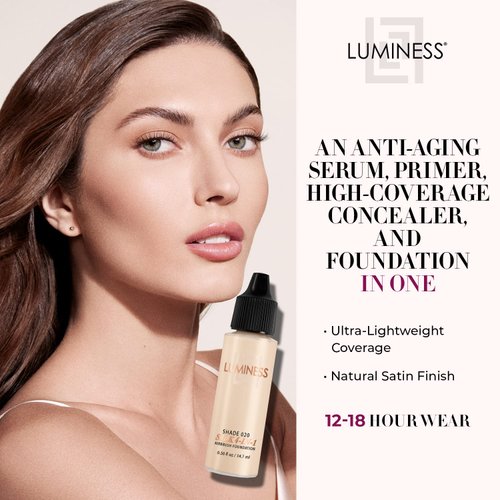 Luminess Air Silk 4-In-1 Airbrush Foundation- Foundation, Shade 020 (.5 Fl Oz) - Sheer to Medium Coverage - Anti-Aging Formula Hydrates and Moisturizes - Professional Makeup Kit for Cordless Air Brush