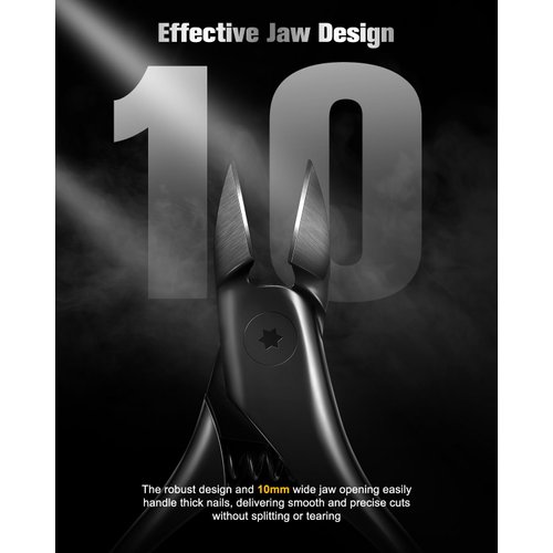 FERYES Tilted Straight Blade Ingrown Toenail Clipper, Stainless Steel Toenail Clippers for Thick Nails, Sharp Toe Nail Clippers for Seniors for Ingrown Toenail Care (Black)