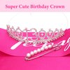 CAVETEE Silver 13th Birthday Crown for Girls and Official Teenager Birthday Sash 13th Birthday Decorations Birthday Gifts for Teen Girls Sliver Birthday Tiara and Sash Set for Teenager Girls