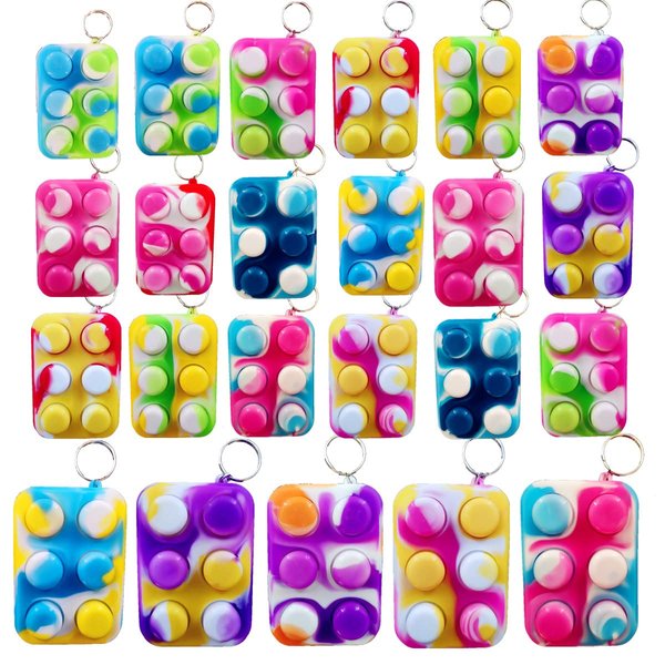 HOZKEAP Bulk Mini Pop Fidget key chains，Birthday party Favors Supplies and Student Prizes Gifts 24 Packs