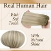 Sunny Clip in Hair Extensions Human Hair Ash Blonde Ombre Sunkissed Blonde Clip in Human Hair Extensions Double Weft Ombre Human Hair Clip in Extensions 7Pcs 120G 14inch