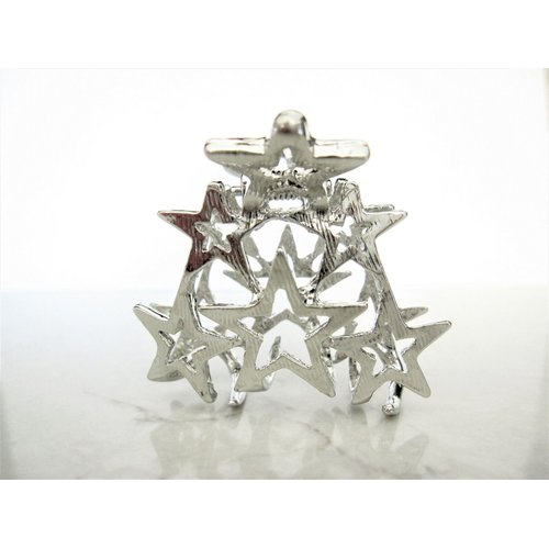 Generic Silver stars metal hair claw clip (Primary color: Silver), 1 Count (Pack of 1)