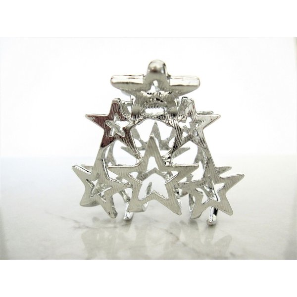 Generic Silver stars metal hair claw clip (Primary color: Silver), 1 Count (Pack of 1)