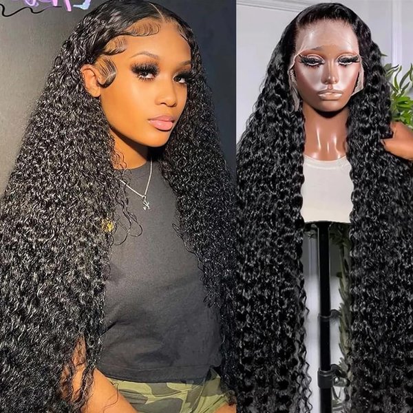 28 Inch Deep Wave Lace Front Wigs Human Hair Pre Plucked 180% Density 13x4 Curly Lace Frontal Wigs for Black Women Wet and Wavy Transparent Glueless Wigs Human Hair with Baby Hair Natural Hairline