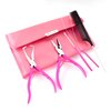 Beauty & Crafts Hair Extension Tools- Stainless Steel Pliers Set for Micro Beads- 1 Crochet Needle 1 Pulling Hook with Tail Comb- Micro Links Tool Kit with Leather Pouch- (Pink)
