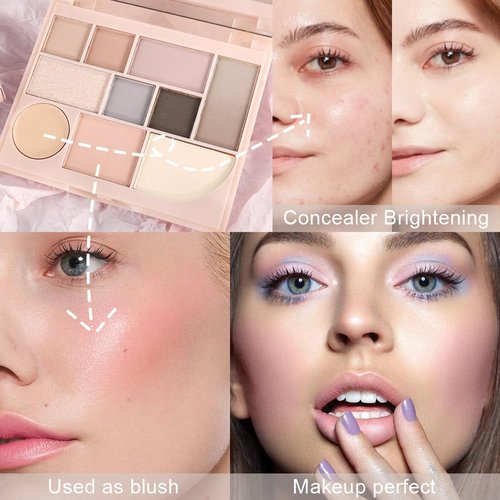 SUAKE Shimmer Matte Eyeshadow Palette.Longwearing Highly Pigmented Natural Beige Gold Glitter Powder Palet.Matt Shiny Eye Makeup paleta de sombras.01#