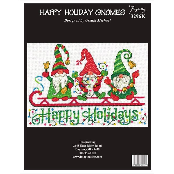 M & R Technologies Cross Stitch Xmas, Happy Holiday Gnomes (14 Count)