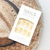 Press on Nails Short Square French Tips 24Pcs Glossy Full Cover Acrylic Square False Nails with Lemon Designs Reusable Short Coffin Fake Nails with Charm Glue Stick on Fingernails for Women Girls
