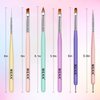 MEKK Nail Art Brush, 6Pcs Multicolor Nail Art Brushes with French Tip Brush Builder Gel Brush Nail Liner Brush and Nail Dotting Tools for Salons & Home DIY