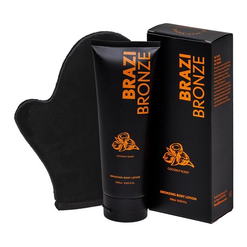 Brazi Bronze Self Tanner | All-Natural Gradual Self Tanning Lotion with Applicator Mitt | Luxurious Coconut Scent | Coconut Oil, Vitamin C, Hyaluronic Acid, Natural DHA