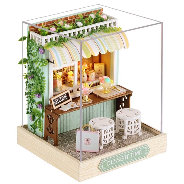 Flever Dollhouse Miniature DIY House Kit Creative Room with Furniture for Romantic Artwork Gift (Dessert Time)