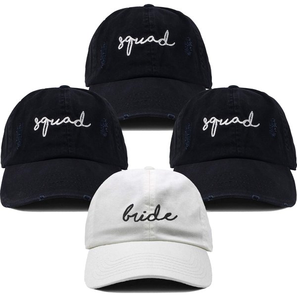 Funky Junque Bridal Baseball Cap - 1 Bride & 3 Squads - Jet Black