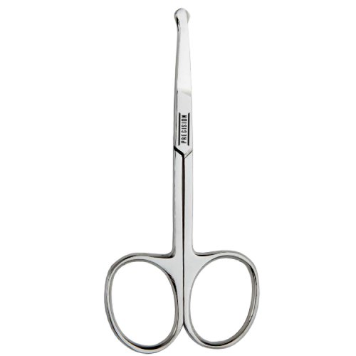 BeeSpring Rounded Nose Hair Scissors. Round Tip Scissor for Ear, Eyebrow, Beard and Mustache Trimming - 3.5" Blunt Nosed Tipped Grooming Trimmer