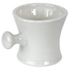 White Ceramic Shaving Mug Apothecary Style with Knob Handle