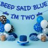 Blue Truck 2nd Birthday Banner Little Blue Truck Party Decorations Glitter Beep Said Blue I'm Two Banner Backdrop for Boys and Girls Farm Themed 2nd Birthday Party Supplies