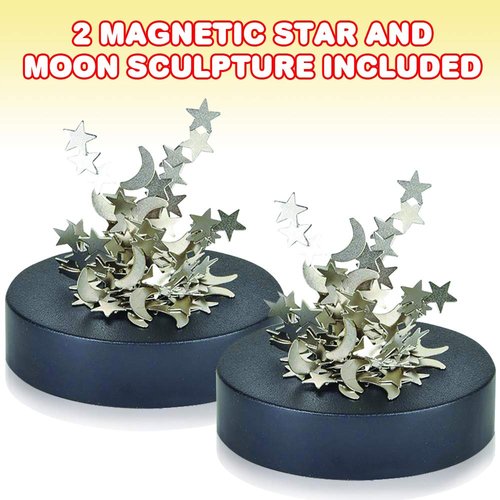 ArtCreativity Magnetic Moons & Stars Sculpture (Set of 2) Fun Office Desk Accessories, Stress-Relief Magnet Fidget Toys for Adults, Stocking Stuffers and Educational Development Toys for Kids