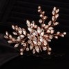 Teyglen Simple Full Rhinestones Bride Wedding Hair Comb Hair Pieces for Bride Bridal Crystal Side Hair Comb Hair Accessories for Women Girls (Rose gold)