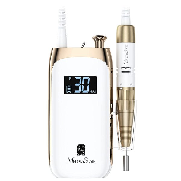 MelodySusie Nail Drill Machine, Electric Nail File Professional for Acrylic Nail, Rechargeable Cordless Portable E File 6 Nail Drill Bit Set, SR3 Jade