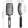 Boar Bristle Detangler Vent Brush Curved Vented Paddle Brush for Blow Drying, Anti-frizz Detangling Brush Styling Hairbrush Comb for Curly Fine Wavy Natural Tangled Hair, Wet or Dry Use